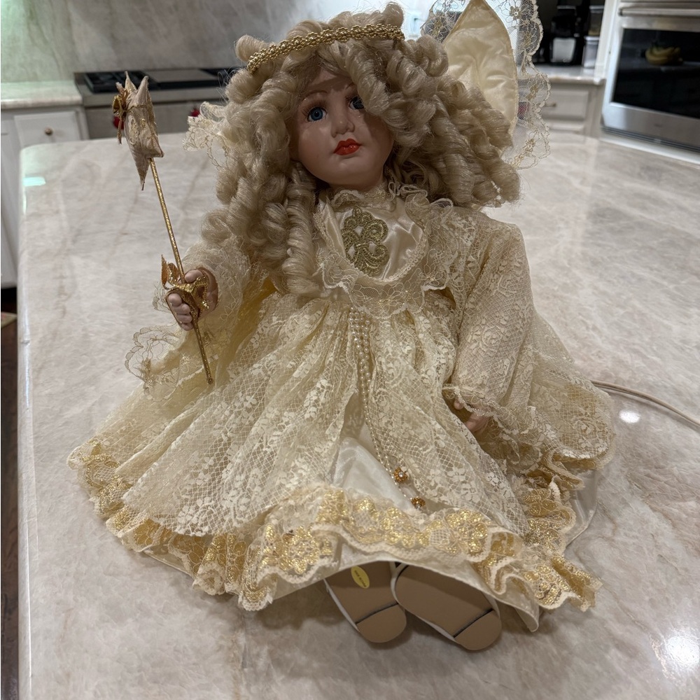 Vintage Grandeur Electric Animated Porcelain Doll Angel Motionette Christmas